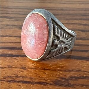 Elegant Pink Druzy Quartz Pink Stone Silver Ring